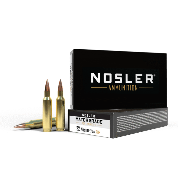 Nosler RDF Match Grade Rifle Ammunition 22 Nosler 70gr OTM 3000 fps 20/ct