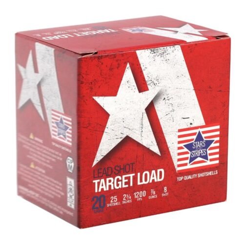 Stars and Stripes Target Loads 20 Gauge Ammo 2-3/4" 7/8 oz #8 Sh Star and Stripes Target Load Shotshells 20ga 2-3/4" 7/8oz #8 1200 fps 25/ct