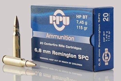 https3A2F2Fmedia.chattanoogashooting.com2Fimages2Fproduct2FOQPP68H2FOQPP68H.jpg PPU Standard Rifle Ammunition 6.8mm SPC 115 gr HPBT 2624 fps 20/ct