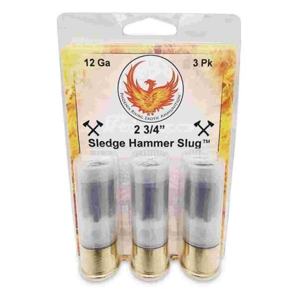 https3A2F2Fmedia.chattanoogashooting.com2Fimages2Fproduct2FPPPRSLEDGEHAMMER2FPPPRSLEDGEHAMMER_1-1.jpg Phoenix Rising Sledge Hammer - Large HP Slug Shotshell 12ga 2-3/4" 685gr Slug 3/ct