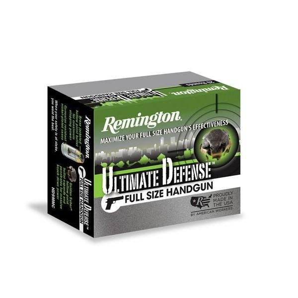 https3A2F2Fmedia.chattanoogashooting.com2Fimages2Fproduct2FRT289572FRT28957-1.jpg Remington Ultimate Defense Full Sized Handgun Ammunition .40 S&W 165 gr. JHP 1150 fps 20/ct