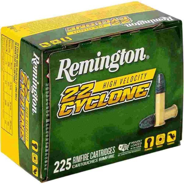 https3A2F2Fmedia.chattanoogashooting.com2Fimages2Fproduct2FRTR212612FRTR212611_1.jpg Remington 22 Cyclone Rimfire Ammunition .22 LR 36gr Lead HP 1280 fps 225/ct
