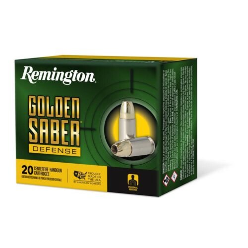 https3A2F2Fmedia.chattanoogashooting.com2Fimages2Fproduct2FRTR213692FRTR21369.jpg Remington Golden Saber Defense Ammunition 10mm Auto 180gr BJHP 1150 fps 20/ct