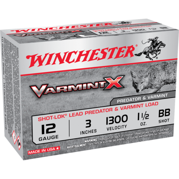 https3A2F2Fmedia.chattanoogashooting.com2Fimages2Fproduct2FWNX123VBB2FWNX123VBB-1.png Winchester Varmint X Shot-Lok Shotshells 12 ga 3" 1-1/2 oz 1300 fps BB 10/ct
