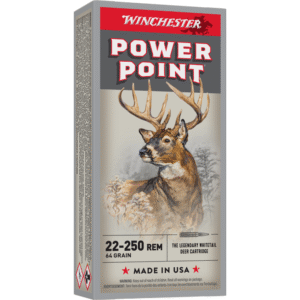 Winchester Power Point Rifle Ammunition .22-250 Rem 64 gr. PSP 3500 fps 20/ct