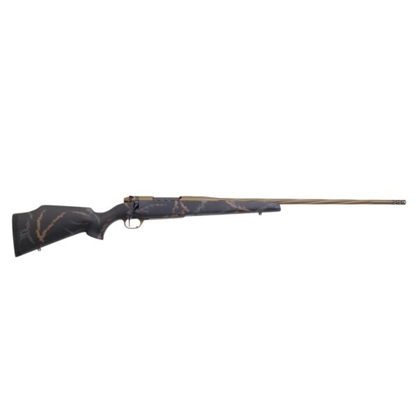 https3A2F2Fmedia.chattanoogashooting.com2Fimages2Fproduct2FXBMWL05N65CMR4B2FWeathermarkLT_2.jpg Weatherby MK V Weathermark Limited Rifle 6.5 Creedmoor Mag 4rd Capacity 24" Fluted Barrel Black/Gray/Bronze Stock