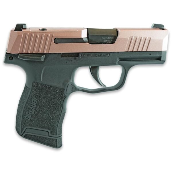 https3A2F2Fmedia.chattanoogashooting.com2Fimages2Fproduct2FXI640164RGF2FXI640164RGF-1.jpg Sig Sauer Exclusive "Rose Sparkle Slide" P365-380 Handgun 380 Auto 10rd Magazine 3.1" Barrel Black Manual Safety