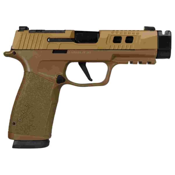 https3A2F2Fmedia.chattanoogashooting.com2Fimages2Fproduct2FXI681686TBBS2FTwoToneFDEP365XMACRO-XI681686TBBS2520-R.jpg Sig Sauer P365 Two-Tone Brown/Black XMACRO TACOPS Handgun 9mm Luger 17rd Magazines(4) 4.2" Compensated Barrel