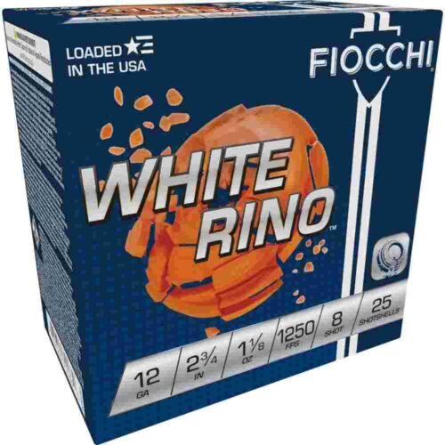 https3A2F2Fmedia.chattanoogashooting.com2Fimages2Fproduct2FXN12WRNO82FXN12WRNO8-1.jpg Fiocchi White Rino Shotshells 12 ga 2 3/4" 1 1/8oz 1250fps #8 25/ct