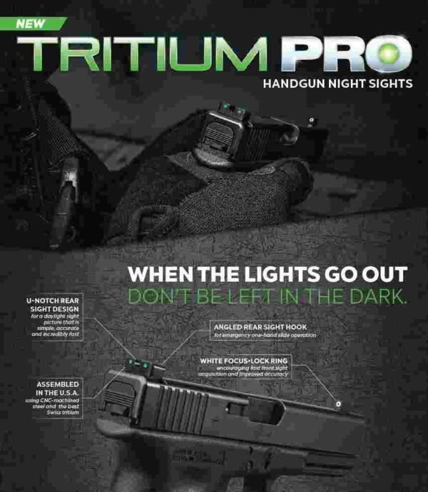 https3A2F2Fmedia.chattanoogashooting.com2Fimages2Fproduct2FXRTG231A1W2FXRTG231A1W.jpg Truglo Tritium Pro Night Sights Fit Kahr Arms K MK P PM T&TP Models with New Dovetail (Post-2004) - Front Outline White/Rear Green