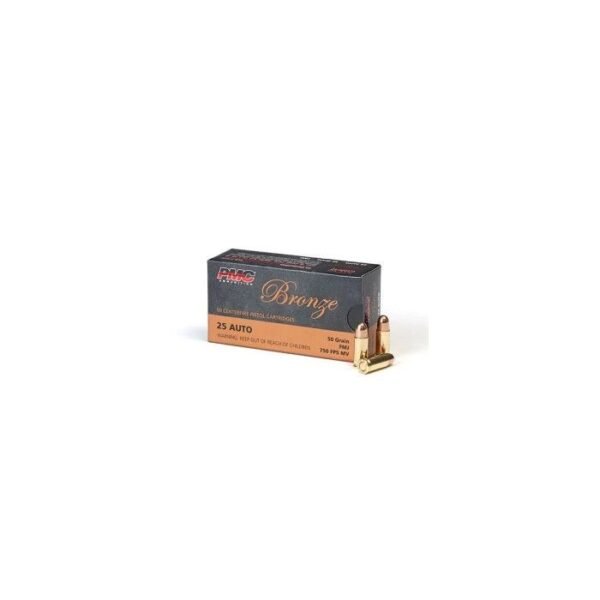 pmc-25a_1_1_2.jpg PMC Bronze .25 ACP Handgun Ammo - 50 Grain | FMJ | 50rd Box