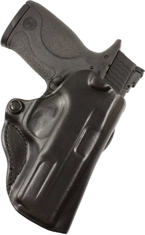 019BB9PZ0.jpg DESANTIS MINI SCABBARD HOLSTER - LH OWB LEATHER S/A HELLCAT BLK