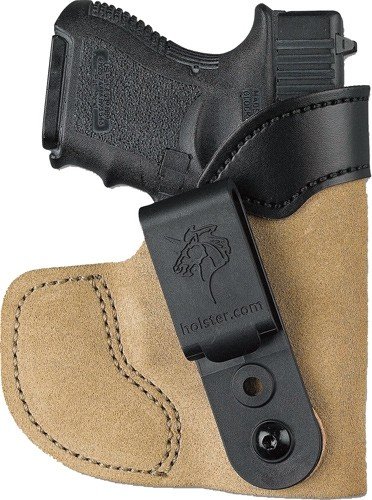 DESANTIS POCKET TUK HOLSTR RH - IWB/POCKET LTHER GLK 26 SUEDE