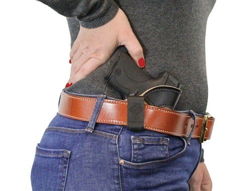 DESANTIS POCKET TUK HOLSTR RH - IWB/POCKET LTHER GLK 26 SUEDE