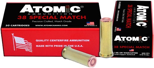 A00449 ATOMIC 38 SPECIAL MATCH 148GR - COPPER PLATE HBWC 50RD 10BX/CS