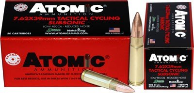 A00474 ATOMIC 7.62X39 220GR SUBSONIC - BTHP 50RD 10BX/CS