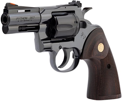 GPYTHONBP3WTS_ANGLE COLT PYTHON 357MAG 3" 6RD - BLUED WALNUT GOLD MEDALLION
