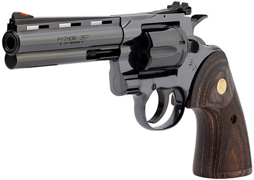GPYTHONBP5WTS_ANGLE COLT PYTHON 357MAG 5" 6RD - BLUED WALNUT GOLD MEDALLION
