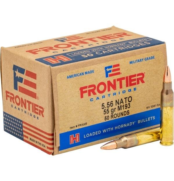 https3A2F2Fmedia.chattanoogashooting.com2Fimages2Fproduct2FFRFR20052FFRFR20051 Hornady Frontier Rifle Ammunition XM193 5.56mm NATO 55 gr FMJ 3240 fps 50/ct