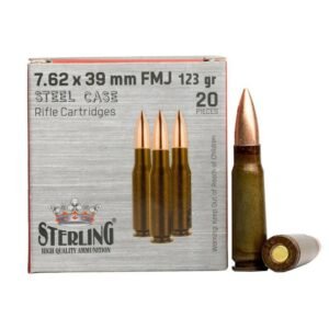 Global Ordnance Sterling Steel Case Rifle Ammunition 7.62x39mm 123gr FMJ 2362 fps 20/ct