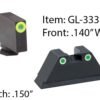 https3A2F2Fmedia.chattanoogashooting.com2Fimages2Fproduct2FKQGL3332FKQGL333 Amerigo Custom Combination Tall Suppressor Height Set - All Glock Models Except 42 43 / Front Tritium - Green / Front Outline - LumiGreen / Rear Trit