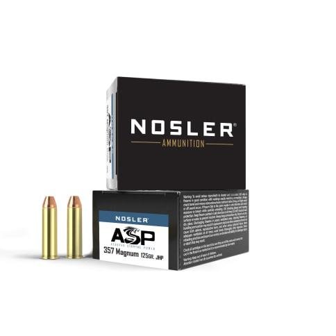 https3A2F2Fmedia.chattanoogashooting.com2Fimages2Fproduct2FNO401342FNO401341 Nosler ASP Handgun Ammunition .357 Mag 125gr JHP 1450 fps 20/ct