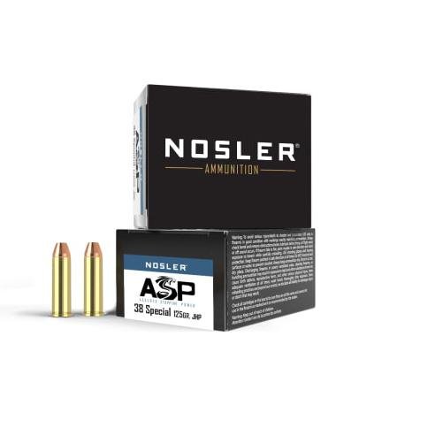 https3A2F2Fmedia.chattanoogashooting.com2Fimages2Fproduct2FNO401372FNO401371 Nosler ASP Handgun Ammunition .38 Spl 125gr JHP 930 fps 20/ct