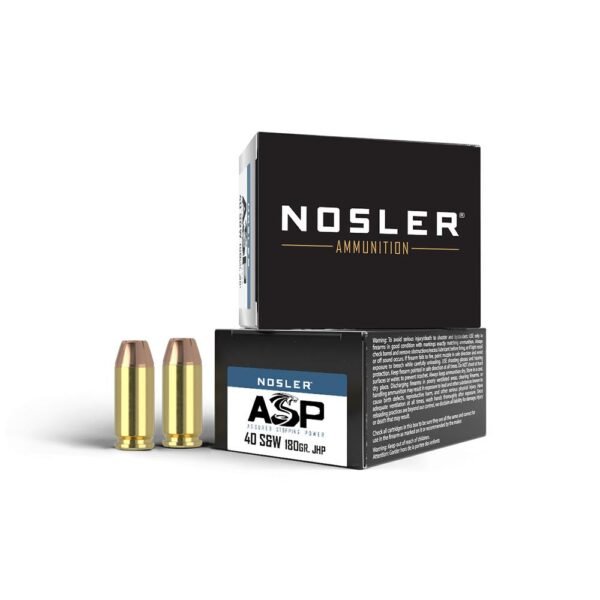 https3A2F2Fmedia.chattanoogashooting.com2Fimages2Fproduct2FNO512792FNO51279-1_1 Nosler Match Grade Handgun Ammunition .40 S&W 180 gr JHP 1005 fps 20/ct