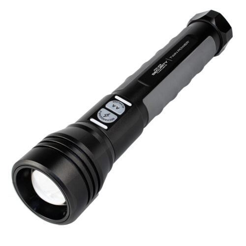 Police Security Flashlights Twin Power Flashlight 2000 Lumens Black
