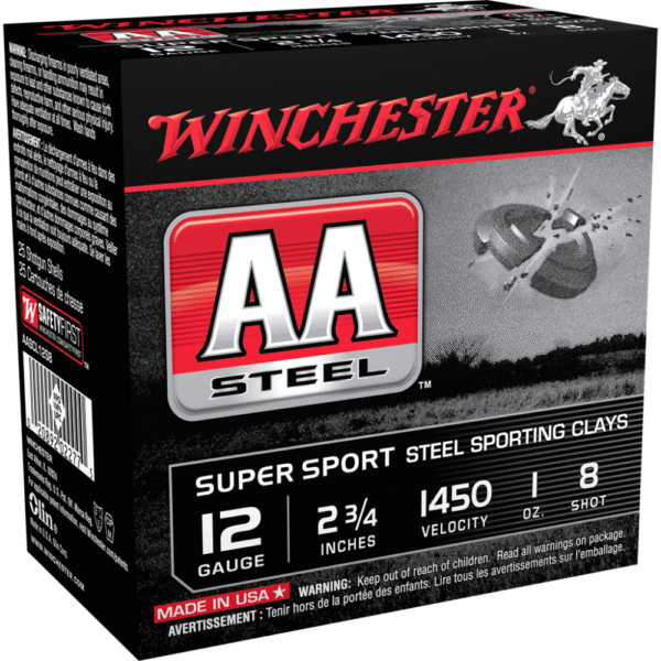 https3A2F2Fmedia.chattanoogashooting.com2Fimages2Fproduct2FWNAASCL12S82FWNAASCL12S8-1 Winchester AA Steel Target Shotshell Ammunition 12ga 2-3/4" #8 1oz 25/ct