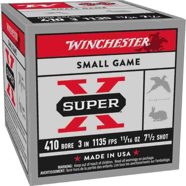 https3A2F2Fmedia.chattanoogashooting.com2Fimages2Fproduct2FWNX41372FWNX4137_1 Winchester Super-X High-Brass Shotshells .410 ga 3" 11/16 oz 11353 fps #7.5 25/ct