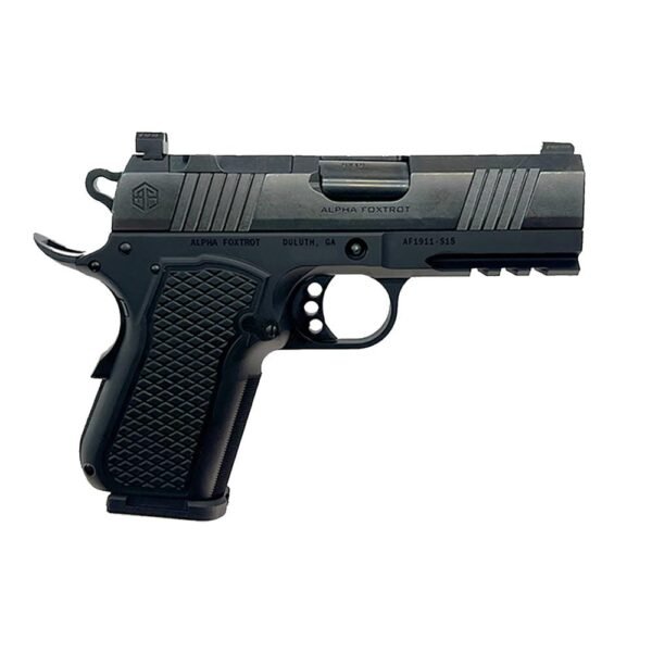 Alpha Foxtrot AF1911-S15 AMBI-BOB Handgun 9mm Luger 15rd Magazine 3.5'' Barrel RMSc Polished DLC Black