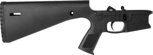 https3A2F2Fwww.2ndamendmentwholesale.com2Fmedia2Fcatalog2Fproduct2Fw2Fa2Fwarp15-blk-c_pic_2.jpg Wraithworks WARP-15 Polymer Complete AR15 Lower Receiver - Black | Mil-Spec Parts Kit | Integral Buttstock & Textured Pistol Grip | Trap Door Buttplate