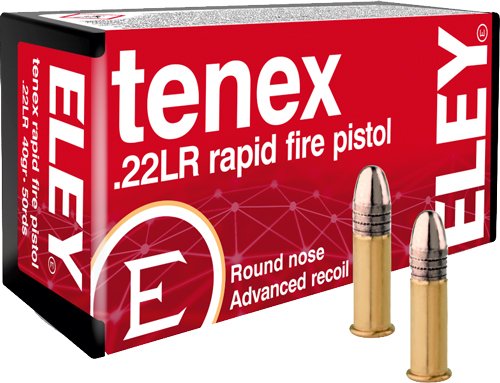 A00130 ELEY TENEX RAPID FIRE PISTOL - 22LR 40GR RN 50RD 100BX/CS