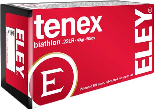 A01400_3 ELEY TENEX BIATHLON 22LR 40GR - FLAT NOSE 50RD 100BX/CS