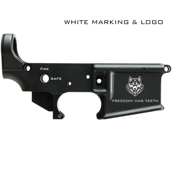 MWA-15 Stripped Lower Receiver | 7075-T6 Forged | WHITE LOGO | Mad Wolf Armory