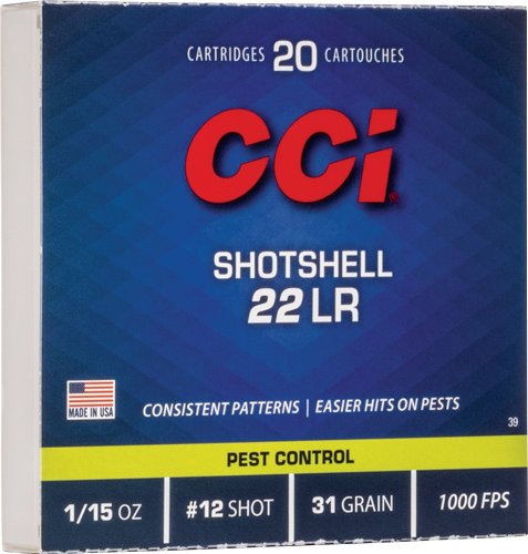 A0039_2 CCI SHOTSHELL 22LR 31GR #12 - SHOT 1000FPS 20RD 100BX/CS