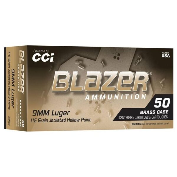https3A2F2Fmedia.chattanoogashooting.com2Fimages2Fproduct2FCC52392FCC52392 CCI Blazer Brass Handgun Ammunition 9mm Luger 115gr JHP 1145 fps 50/ct