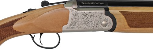 GIJ60028BLONDE_ENGRAVING IVER JOHNSON 600 O/U 28GA - 28"VR MATTE BLONDE WOOD