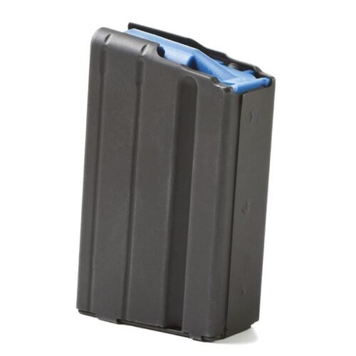 https3A2F2Fmedia.chattanoogashooting.com2Fimages2Fproduct2FAB0565SSBMBL2FAB0565SSBMBL ASC AR-15 Stainless Steel Magazine 6.5 Grendel Black with Blue Follower 5/rd