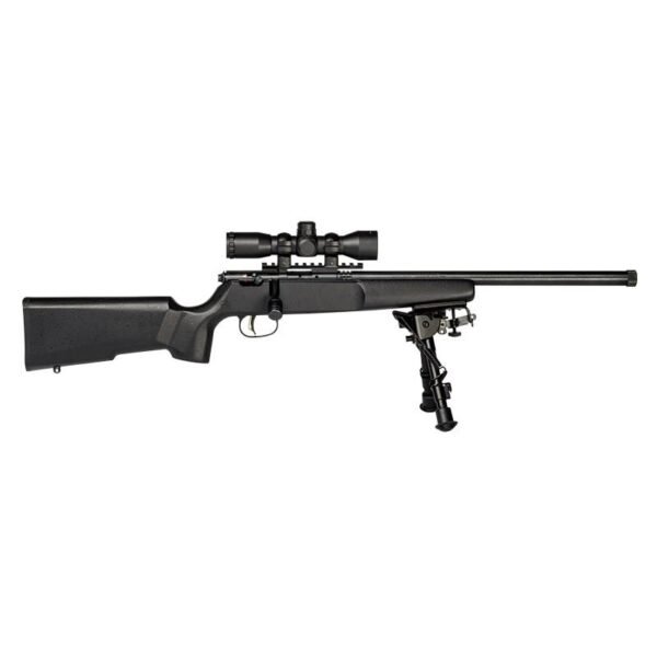 https3A2F2Fmedia.chattanoogashooting.com2Fimages2Fproduct2FBV138242FBV13824_1 Savage Rascal Series Target XP Rifle .22 LR Single Shot 16.13" Barrel Synthetic Stock-Black Scope and Bi-pod