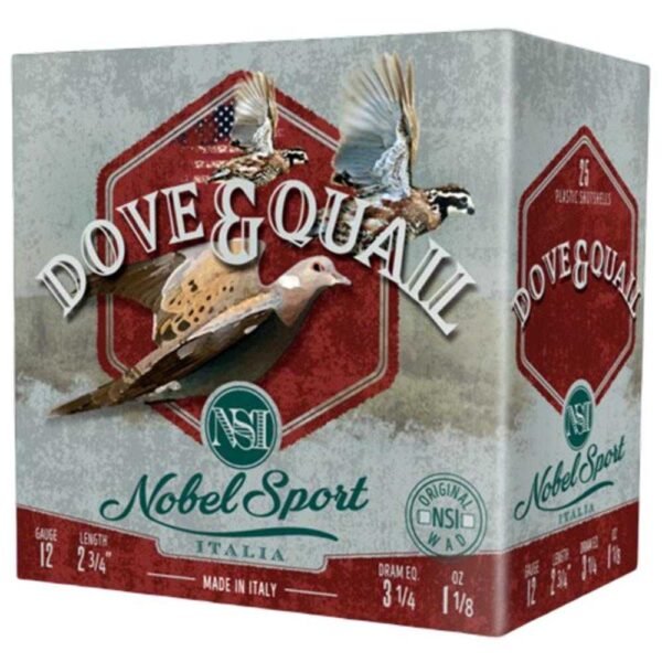 https3A2F2Fmedia.chattanoogashooting.com2Fimages2Fproduct2FEPANSF1262FEPANSF126-1 Nobel Sport Dove & Quail Shotshells 12 ga 2-3/4" 1-1/8 oz 1255 fps #6 25/ct
