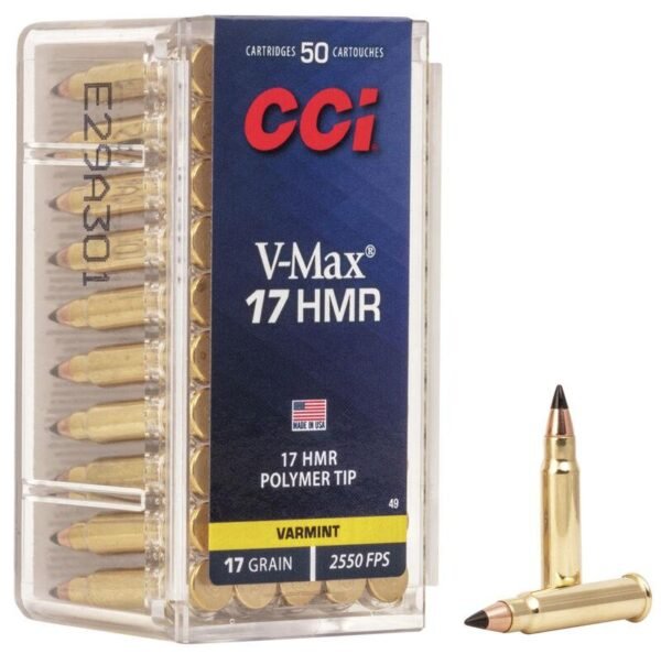 https3A2F2Fmedia.chattanoogashooting.com2Fimages2Fproduct2FCC49C2FCC49_1 CCI Rimfire Ammunition .17 HMR 17 gr VMax 2550 fps 2000/ct Case (40-50/ct Boxes)