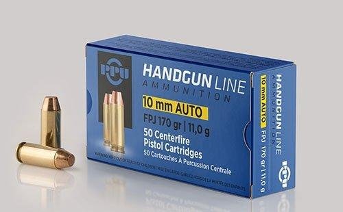 https3A2F2Fmedia.chattanoogashooting.com2Fimages2Fproduct2FOQPPH10F2FOQPPH10F.jpg PPU Handgun Ammunition 10mm Auto 170 gr FPJ 1115 fps 50/ct
