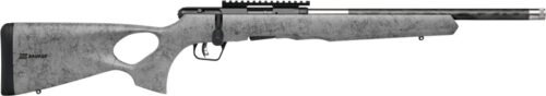 G70518.jpg SAVAGE B22 22WMR TIMBERLITE - THUMBHOLE 18" CF 10RD GRY WOOD