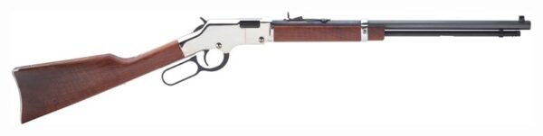 GH004SV.jpg HENRY H4 GOLDENBOY SILVER - 17HMR 20" OCTAGON WALNUT