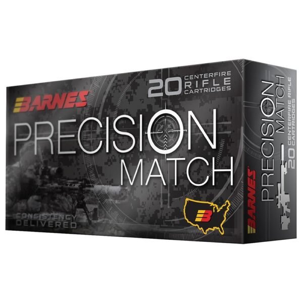 https3A2F2Fmedia.chattanoogashooting.com2Fimages2Fproduct2FBX308142FBarnes_Precision2520Match.jpg Barnes Precision Match Rifle Ammunition 6mm Creedmoor 112 gr OTM BT 2700 fps 20/ct