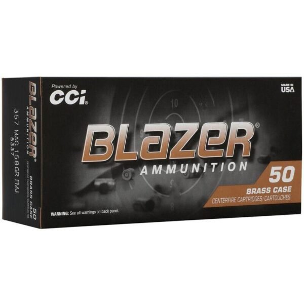 https3A2F2Fmedia.chattanoogashooting.com2Fimages2Fproduct2FCC53372FCC53371.jpg CCI Blazer Brass Handgun Ammunition .357 Mag 158gr FMJ 1250 fps 50/ct
