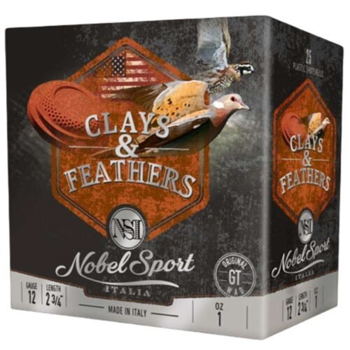 https3A2F2Fmedia.chattanoogashooting.com2Fimages2Fproduct2FEPANSCLFE121752FEPANSCLFE12175-1-1.jpg Nobel Sport Clays & Feathers Shotshells 12ga 2-3/4" 1oz 1300 fps #7.5 25/ct