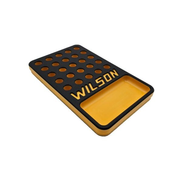 https3A2F2Fmedia.chattanoogashooting.com2Fimages2Fproduct2FLWW25PBY122FLWW25PBY12-1.jpg L.E. Wilson Reloading Tray with Bullet/Primer Cup .473" 25 Hole Black/Yellow